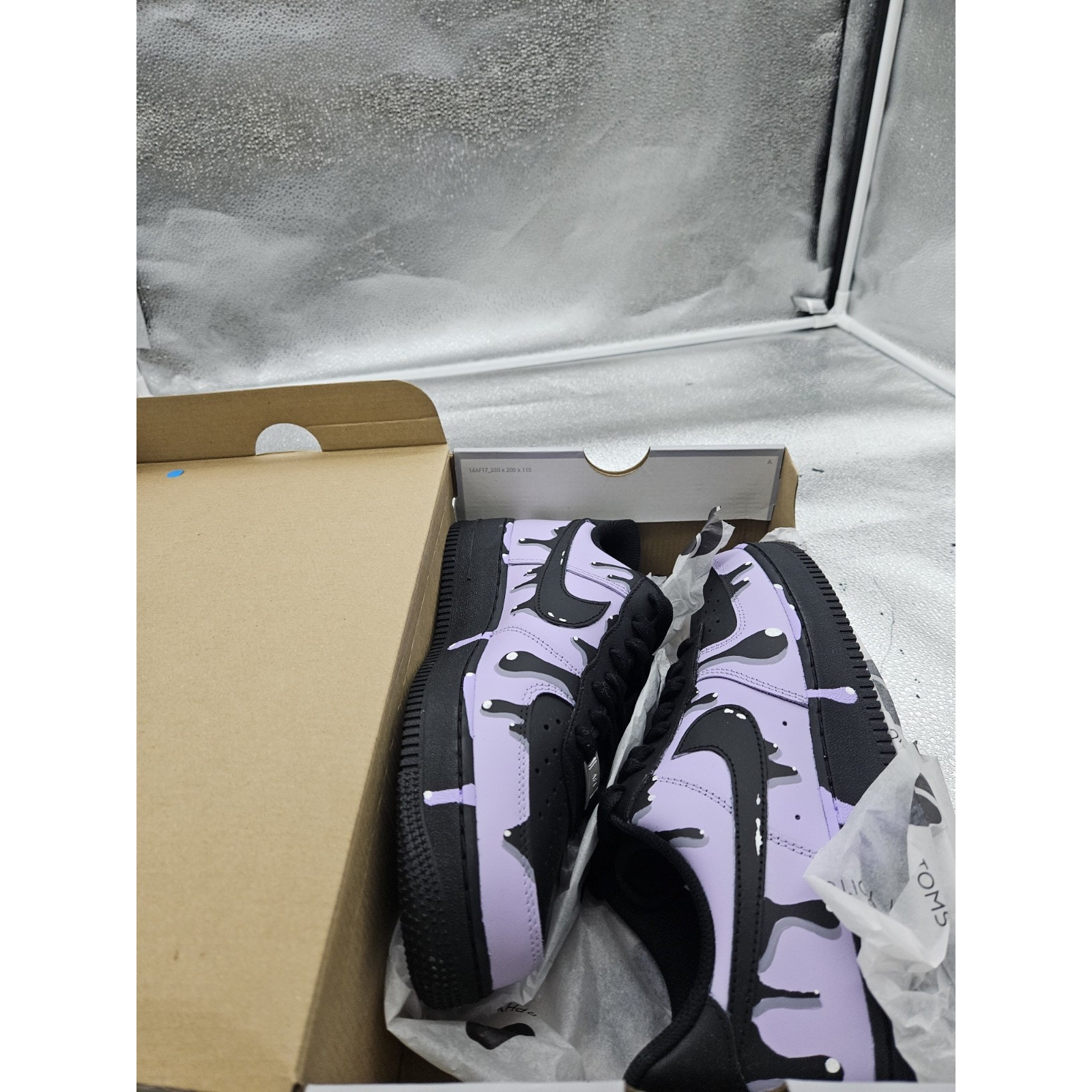 Nike Air Force 1 Black Low Customer Purple & Black Drip Size 8.5