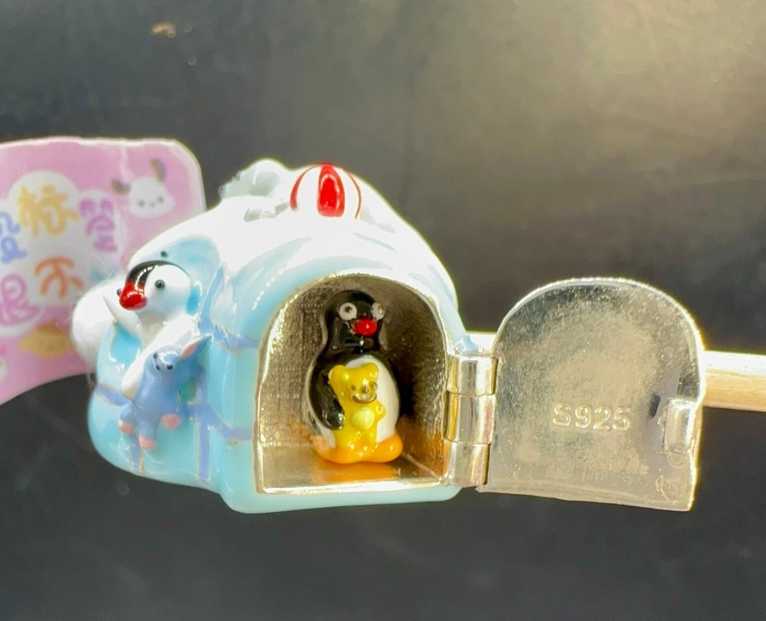Pingu x Polly pocket charm kawaii bead penguin igloo jewelry locket 90s y2k