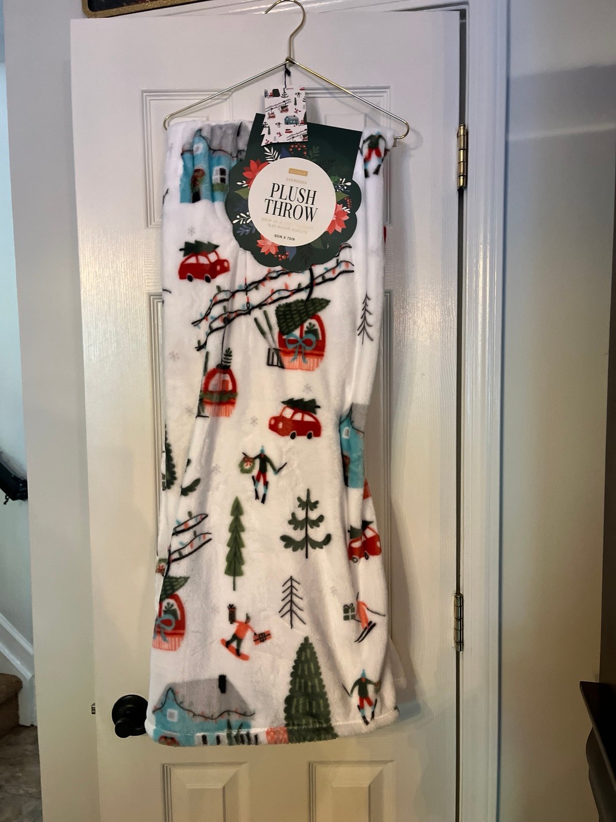 EnVogue Winter Ski/Skiing Holiday Oversized Plush Throw Blanket -NWT