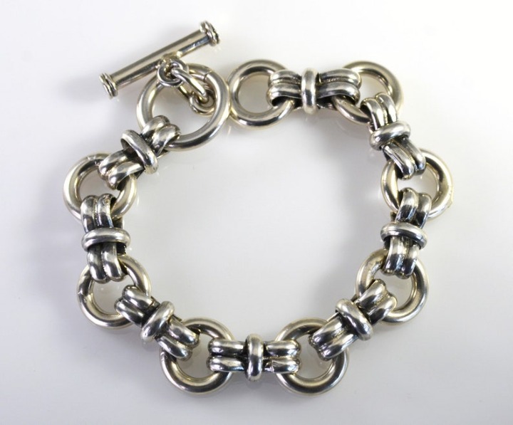 Heavy Duty Sterling Silver Chain Bracelet 8 with Toggle Clasp
