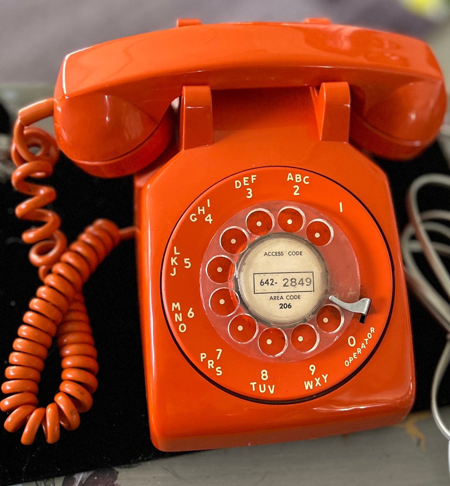 Vintage Orange Rotary Phone