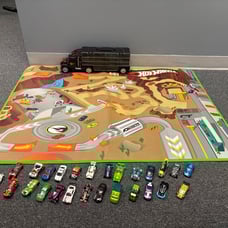 Hot Wheels Cars, Activity Mat & Truck Carrying Case!