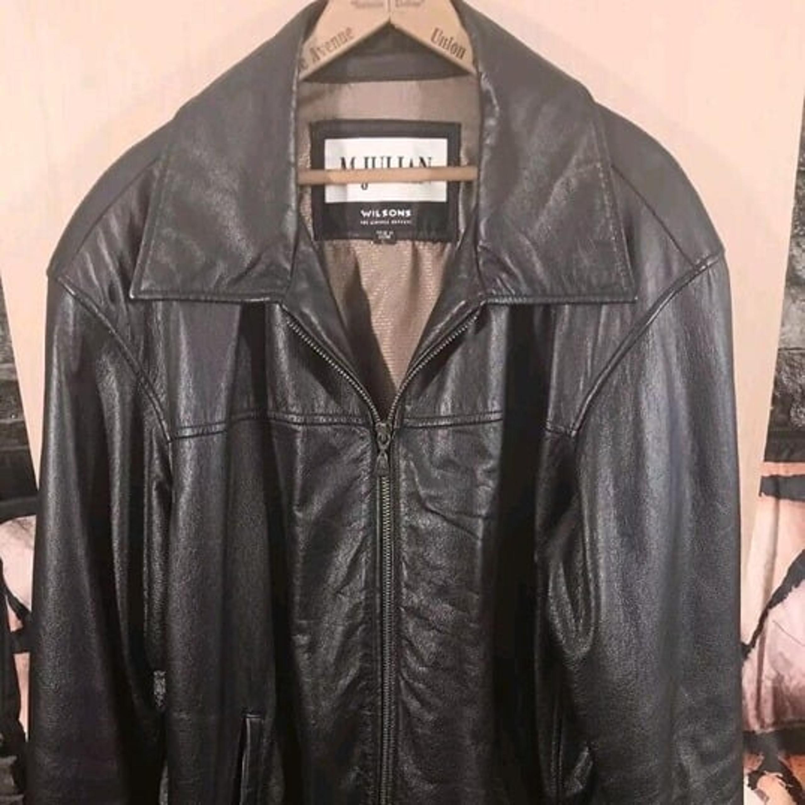 Wilsons M Julian Leather Jacket Black Mens Large Full Zip Up Coat Full Lining
