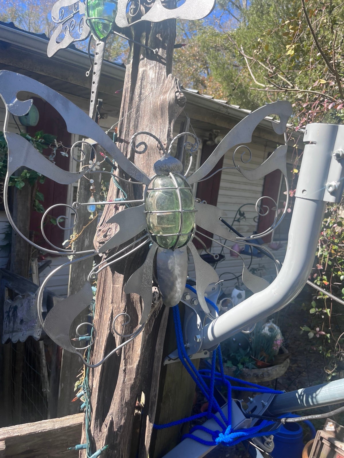 Patio wall art of Butterfly /Dragonfly with dome candle holder