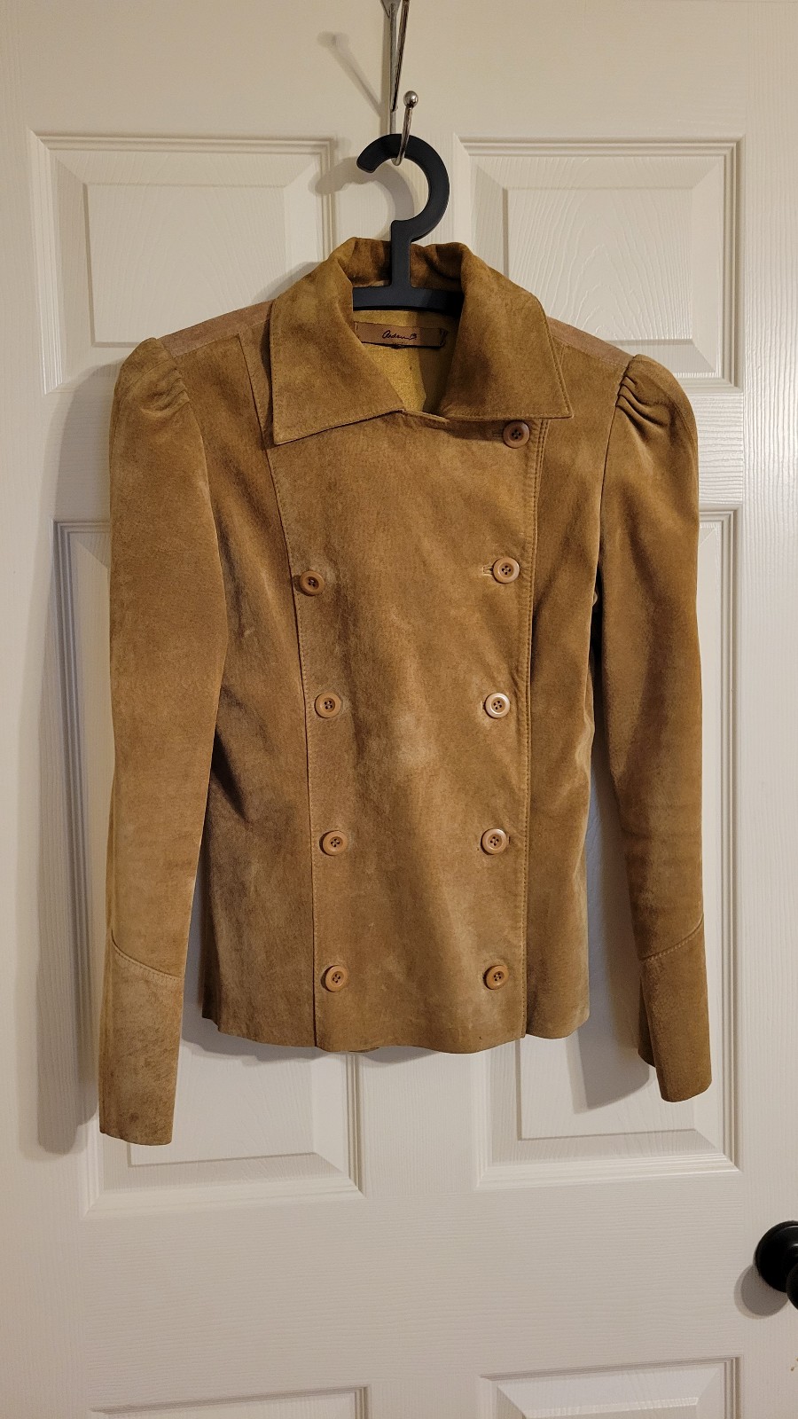 Real Leather Suede Double Breasted Blazer