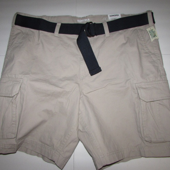 Sonoma Khaki Belted Cargo Shorts Sz Big & Tall 46