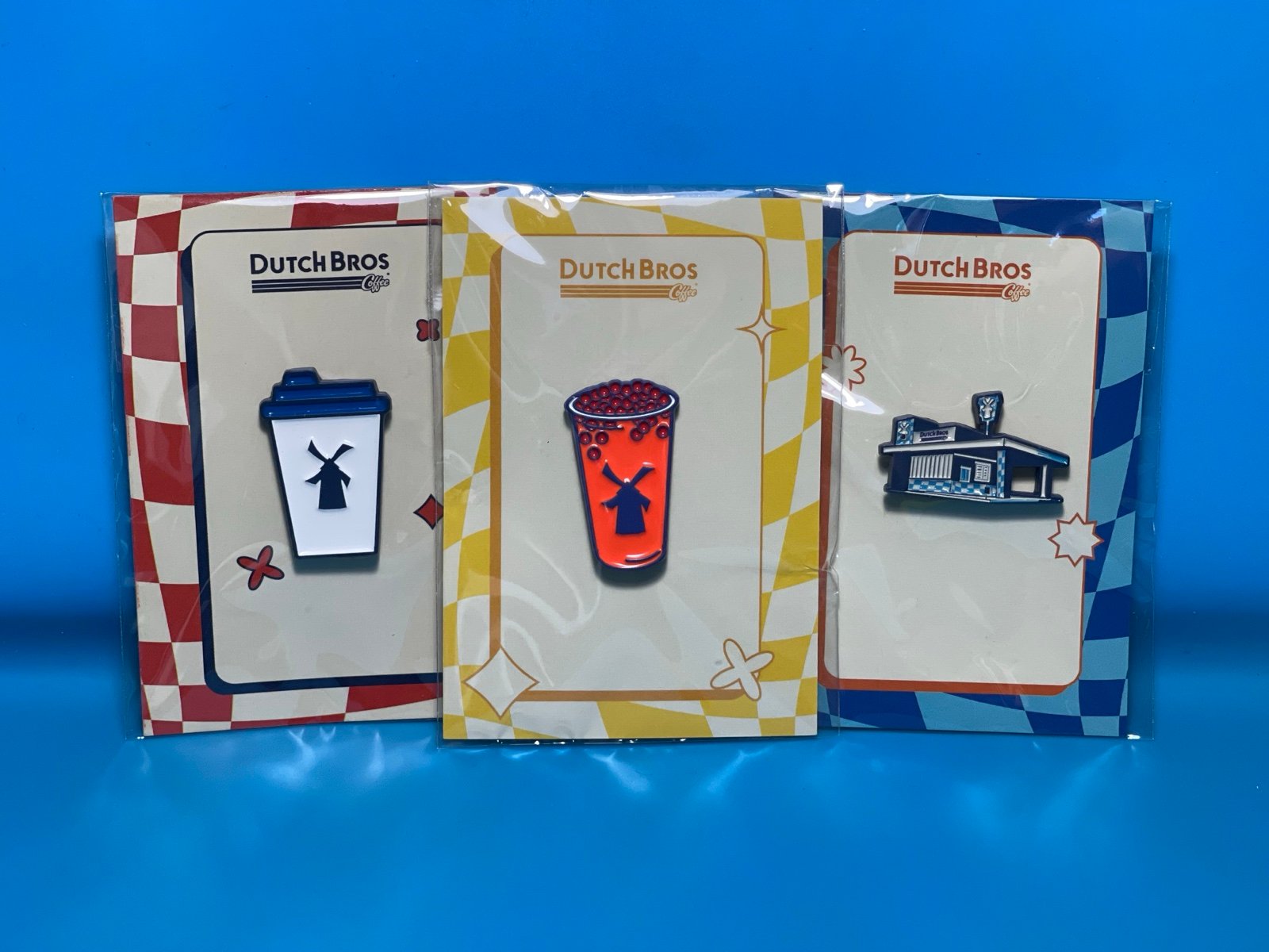 Full set of 3 Dutch bros pins (NEW)