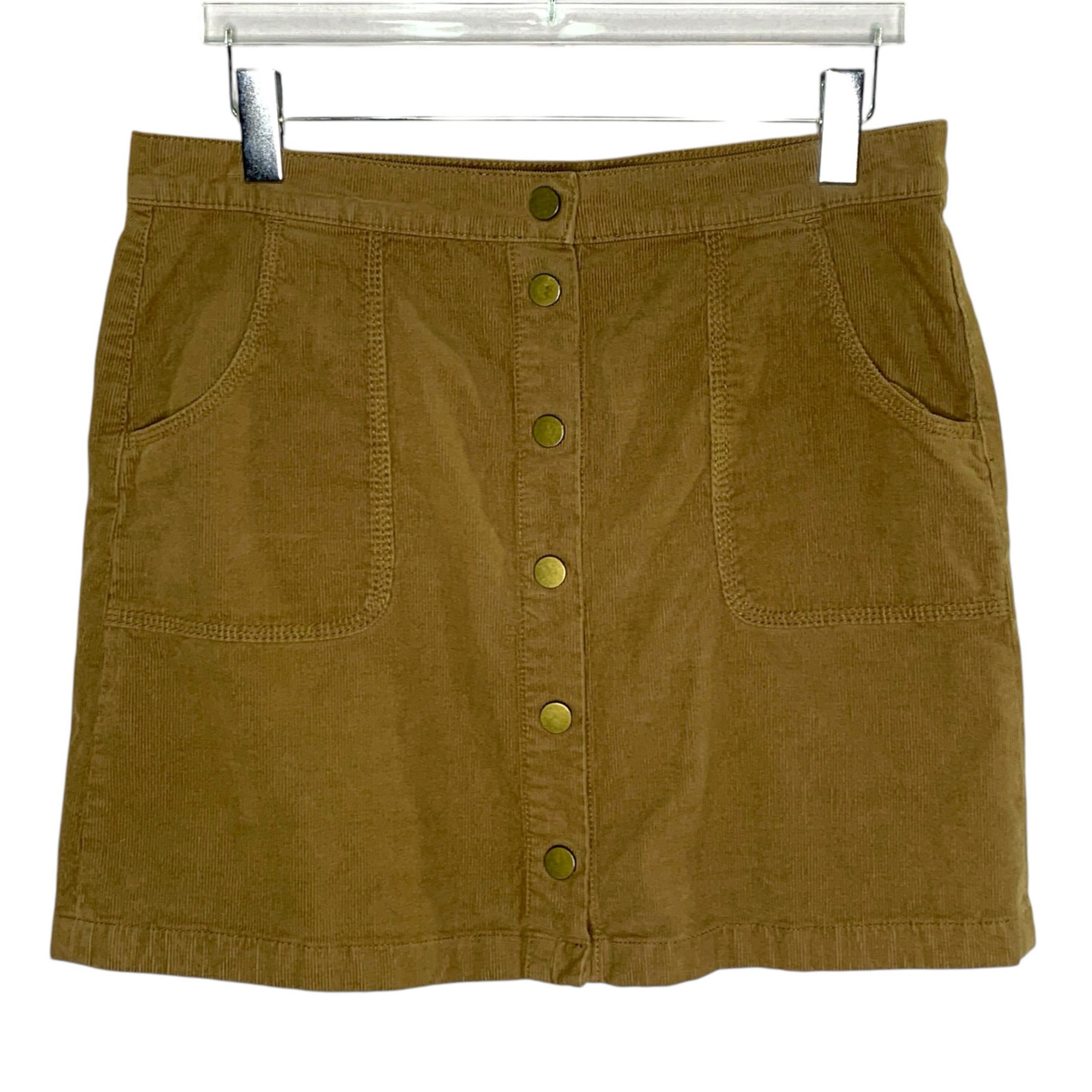 Tory Burch 12 Lucitano Tan Corduroy Snap Button Front Mini Skirt 90s Preppy