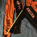 Mens track suit top with bottom orange black asian size xl U.S. med new