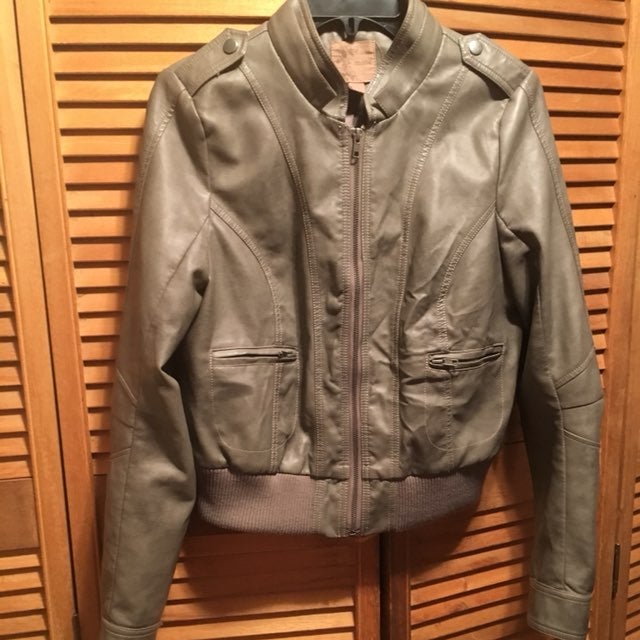 Mine Gray Faux Leather Jacket