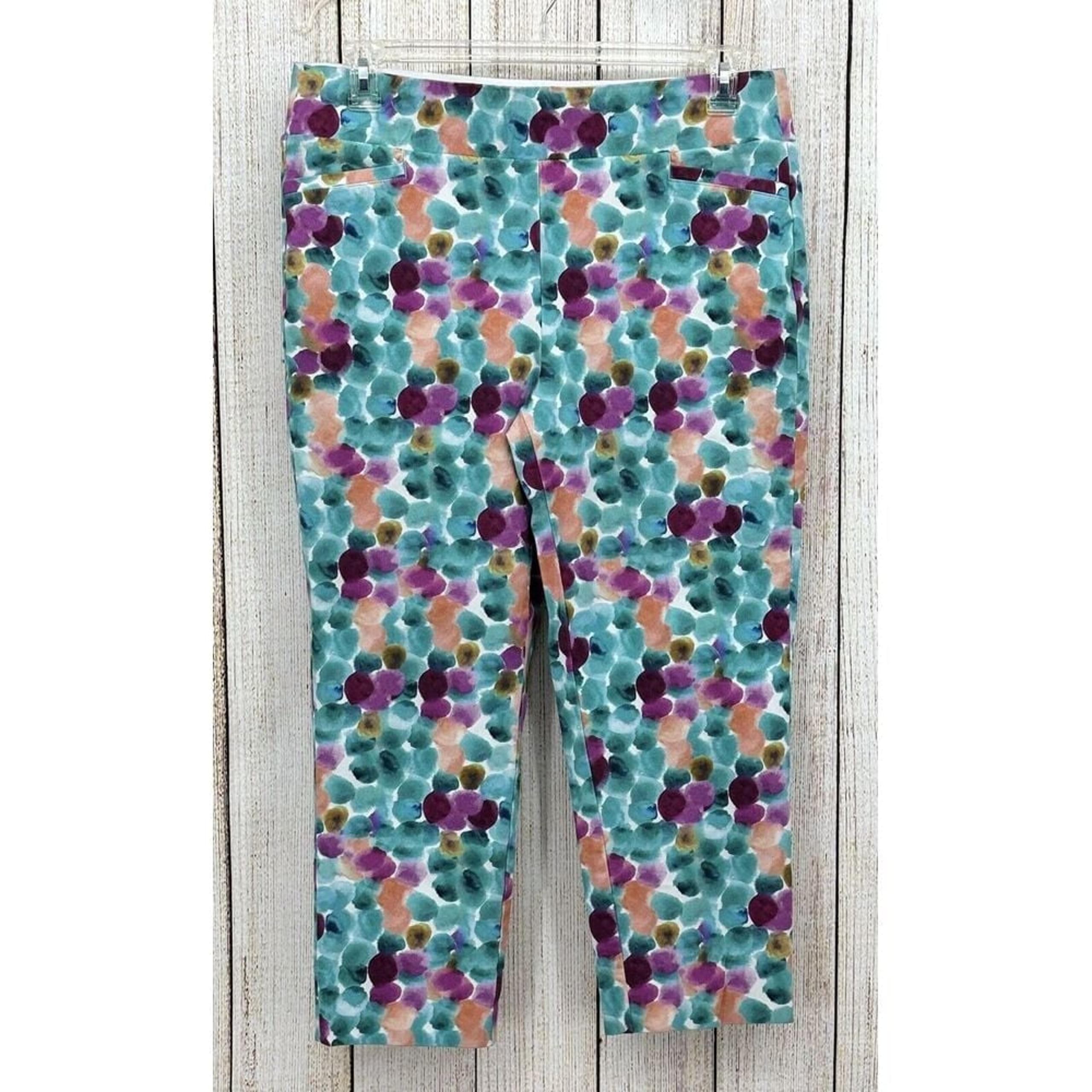 Soft Surroundings Capri Pants Women's Size Large Watercolor Stretch High Rise