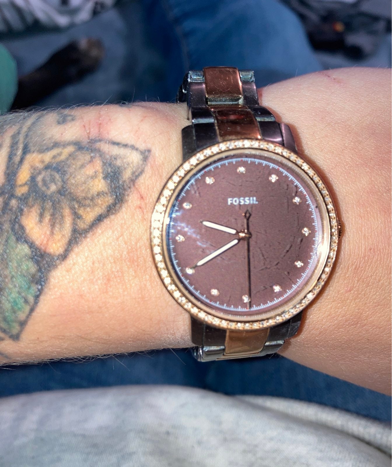 Fossil ES4300 Neely Brown Dial Two Tone Stainless Steel Women`s Watch