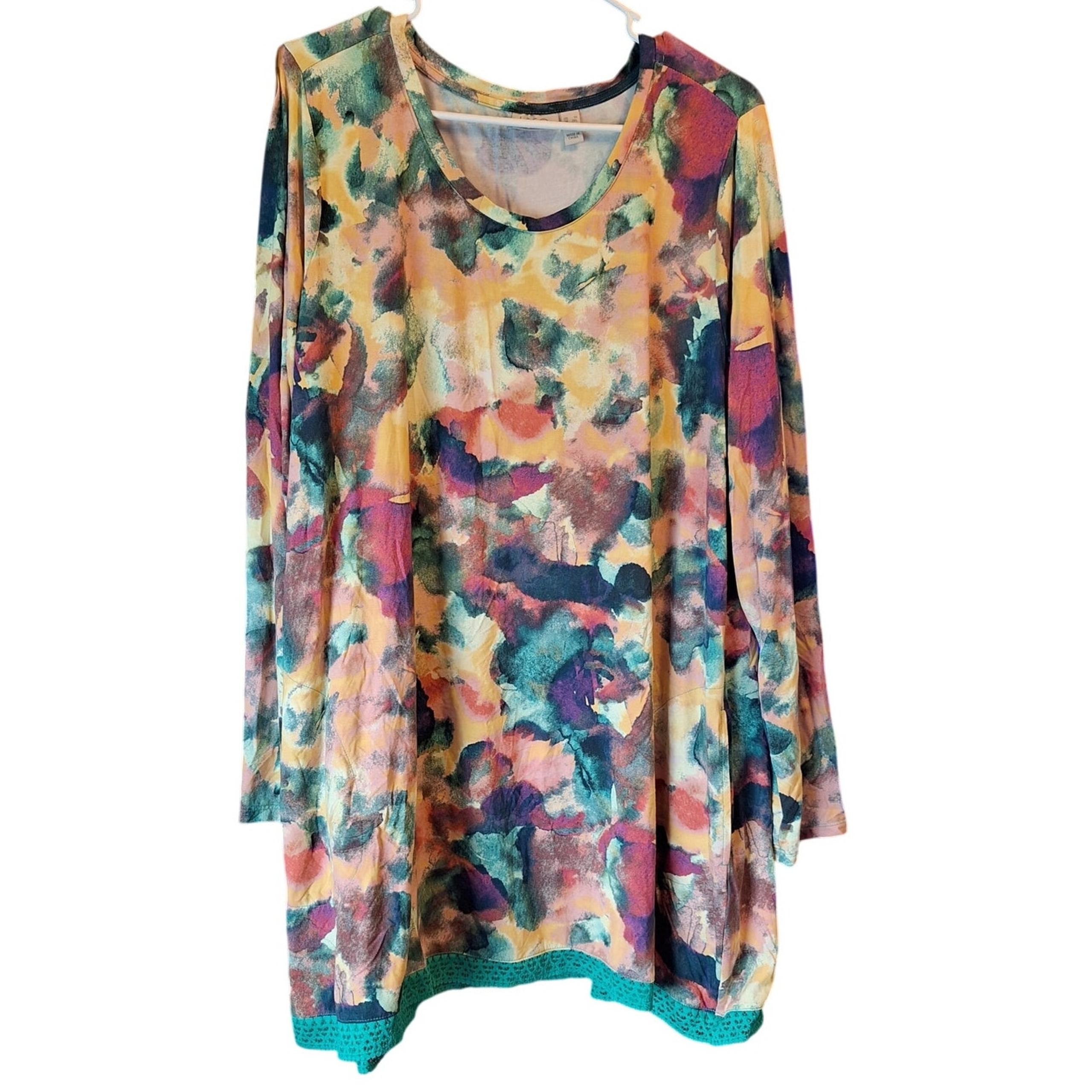 Logo by Lori Goldstein QVC Women 1x Multi- Colored Lightweight Desiree Tunic Top