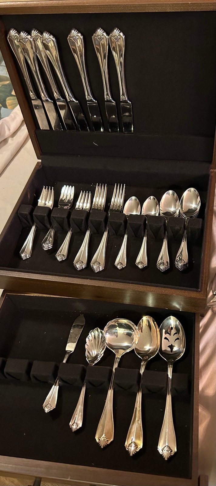 Vintage Oneida Silverware Set With Storage Case And Serving Flatware