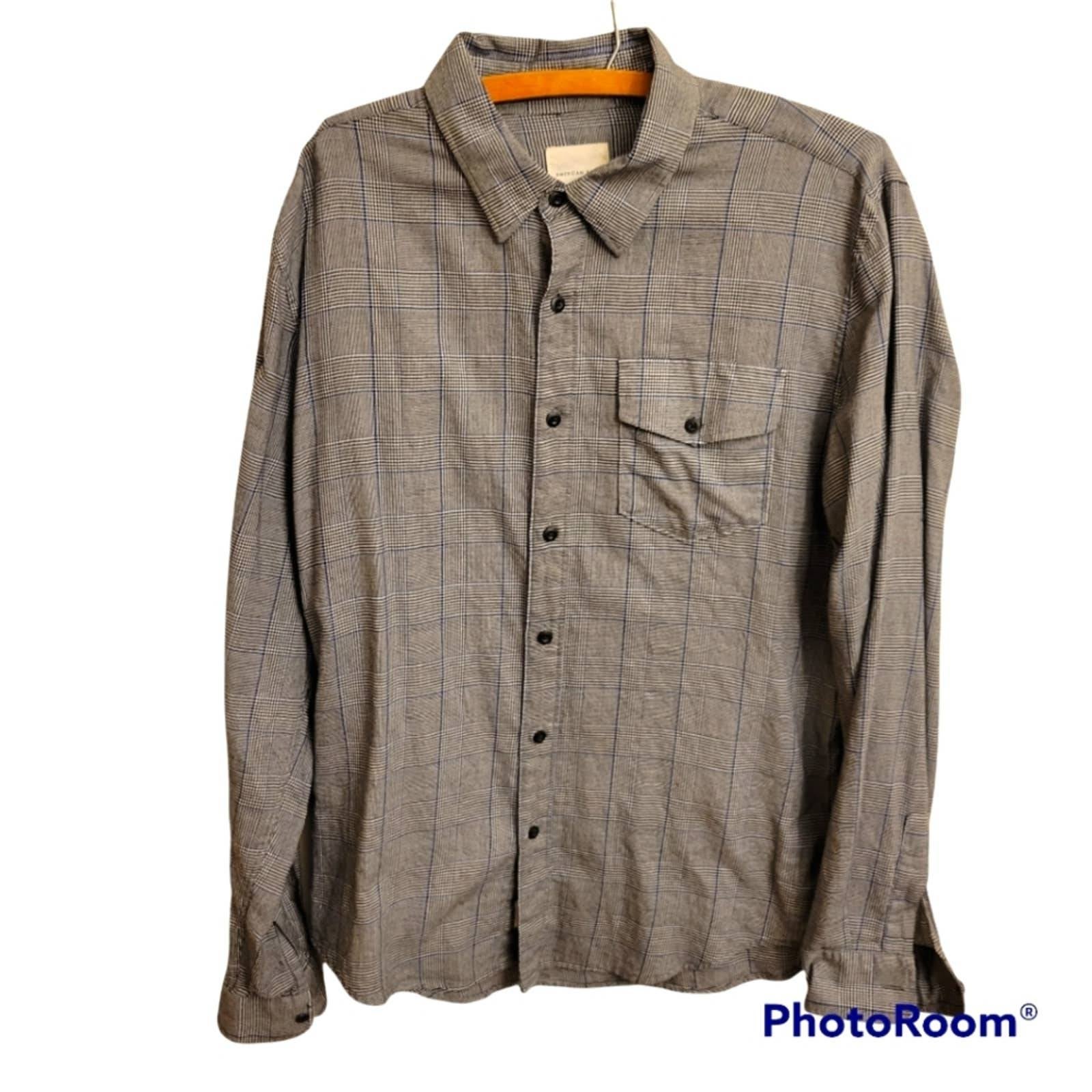 Navy XS 3080-6 American Eagle Mens Long Sleeve Button Down Shirt Navy XS 3080-6 American Eagle Mens Long Sleeve Button Down Shirt