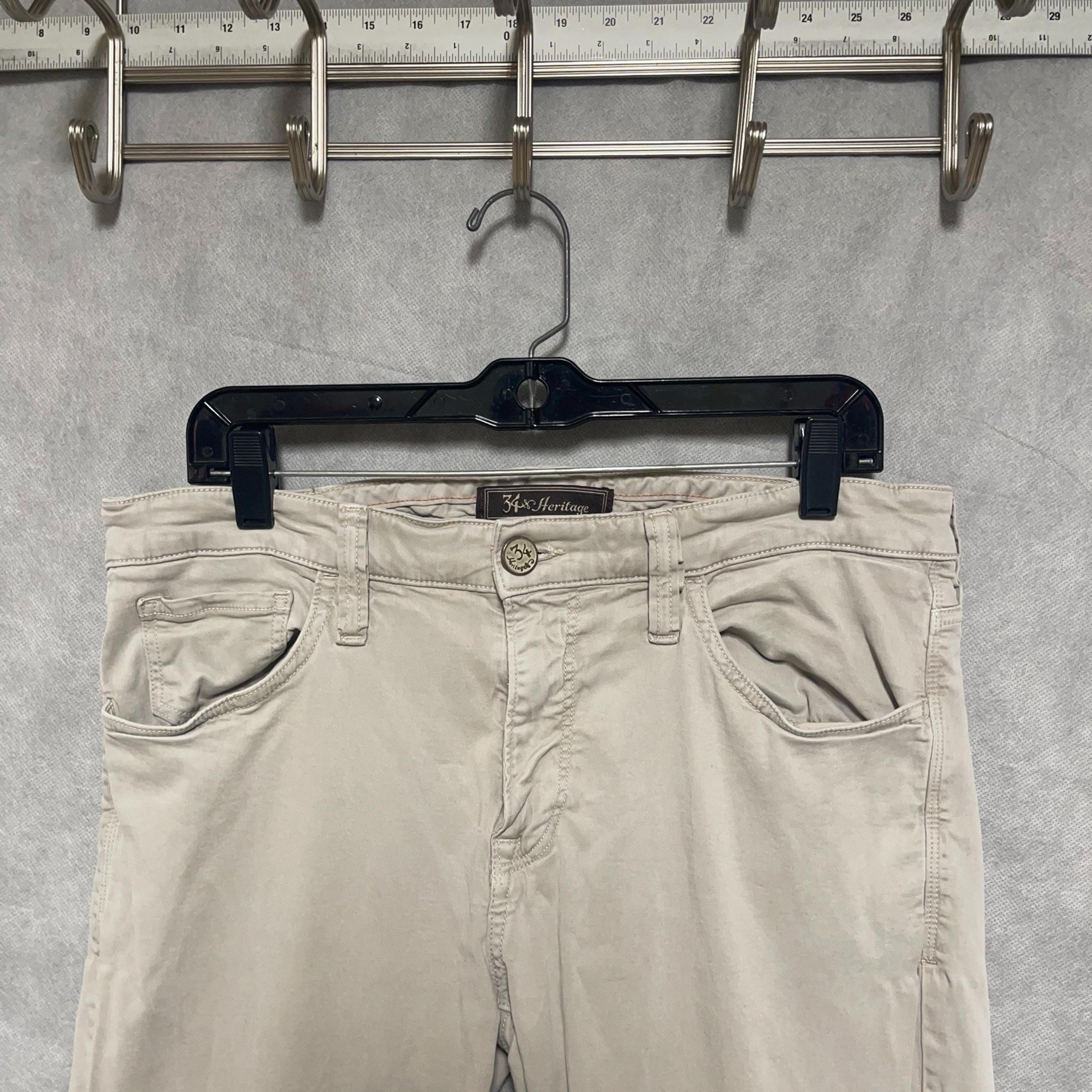 34 Heritage Pants Men's 34X31 Beige Chino Twill Courage Mid-Rise Straight Casual