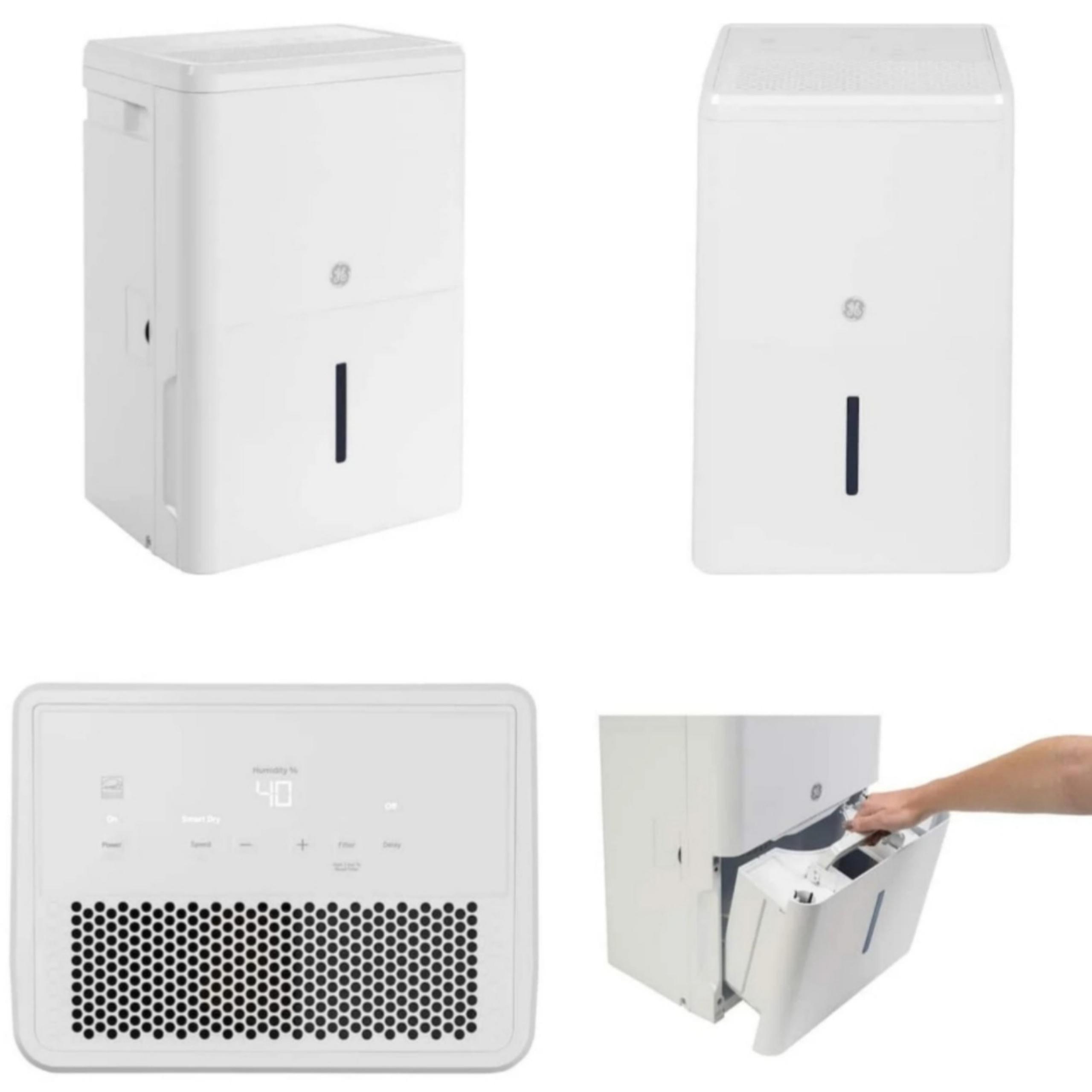 Dehumidifier for Basement with Drain GE 35 pt. 3000 sq. ft White  ENERGY STAR