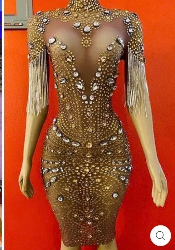 LIBRA DIAMANTE GOLD TASSEL DRESS