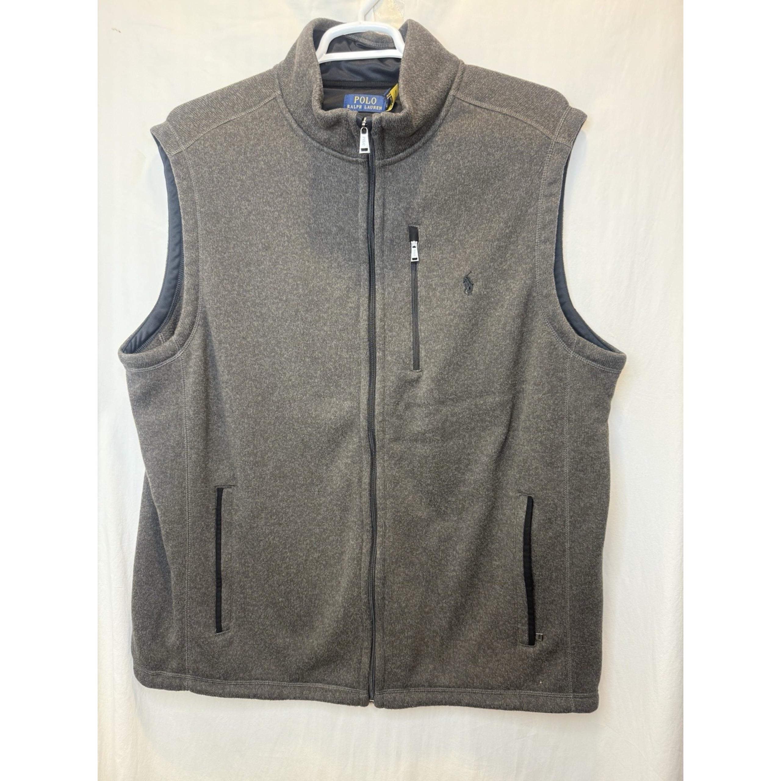 Polo Ralph Lauren 2XLT Full Zip Fleece Thick Textured Sweater Vest Zip Pockets