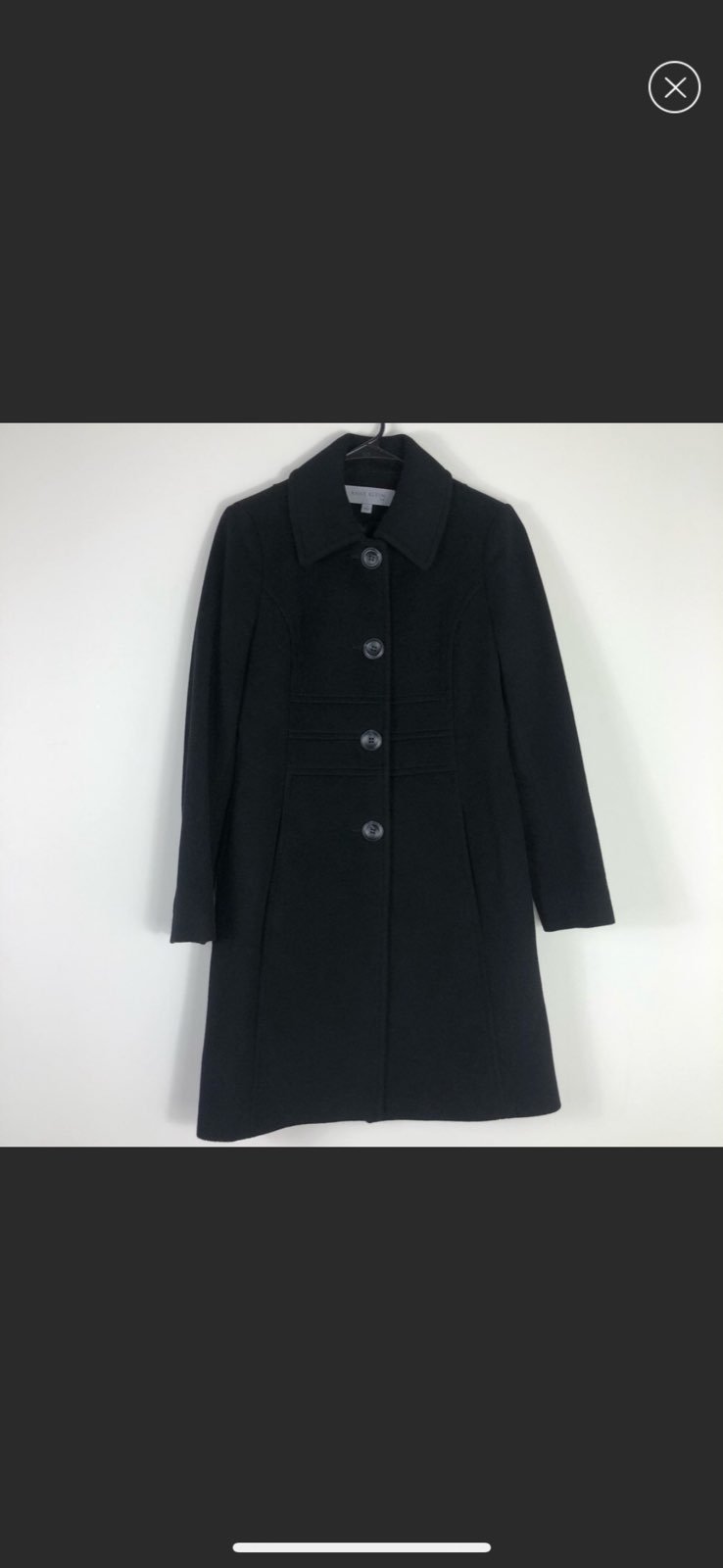 Anne Klein Black Cashmere Blend Coat