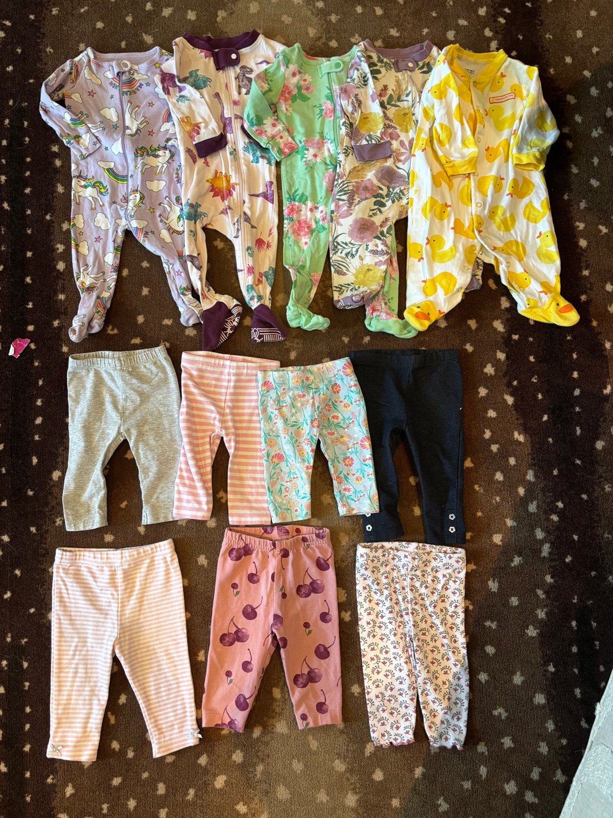 Baby Girl 3-6 month sleeper and leggings bundle