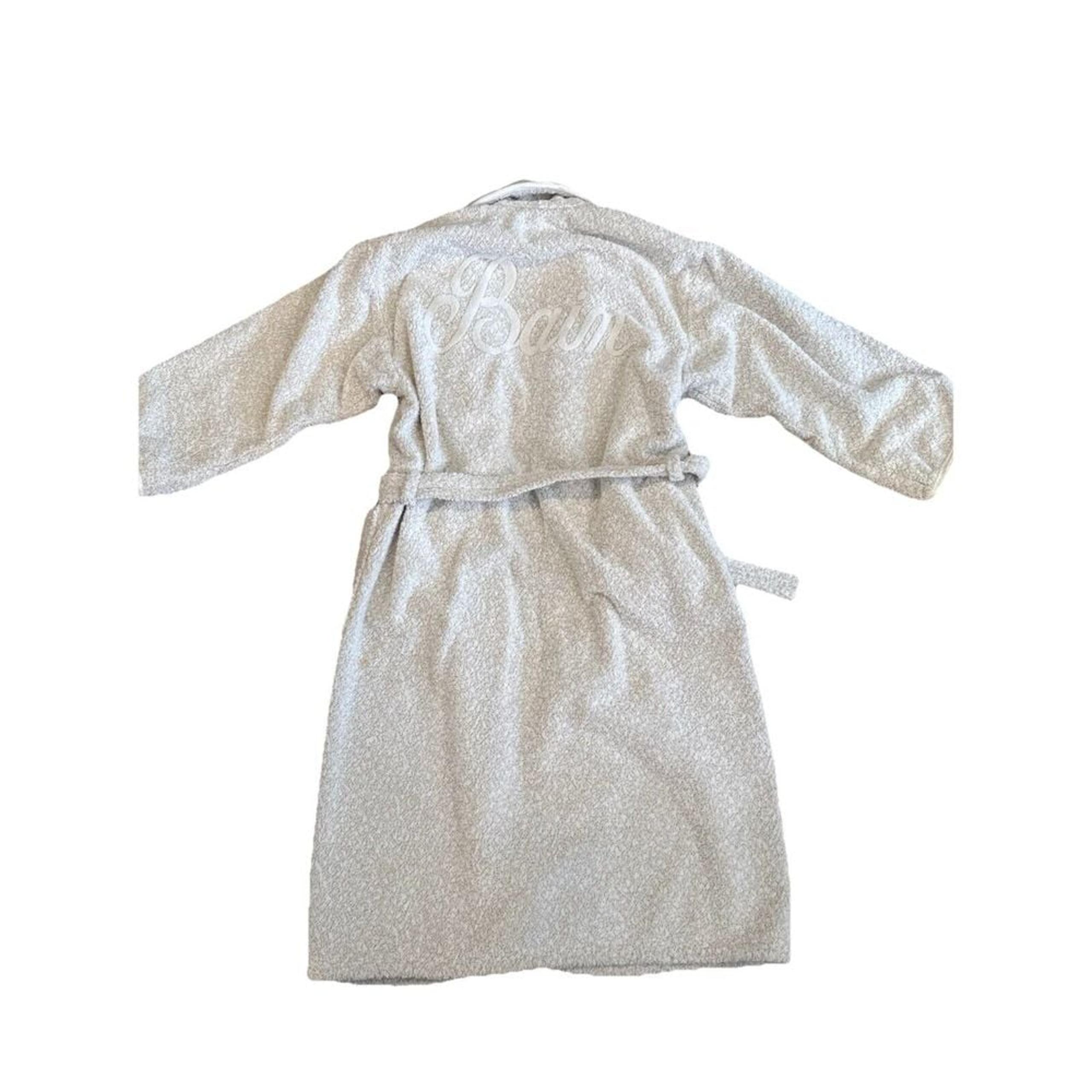 Yves Delorme Bath Robe Embossed Heavy Cotton Terrycloth White Small Paris France