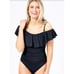 La Blanca Off The Shoulder Ruffle Mio One-Piece in Black NWT Size 18W