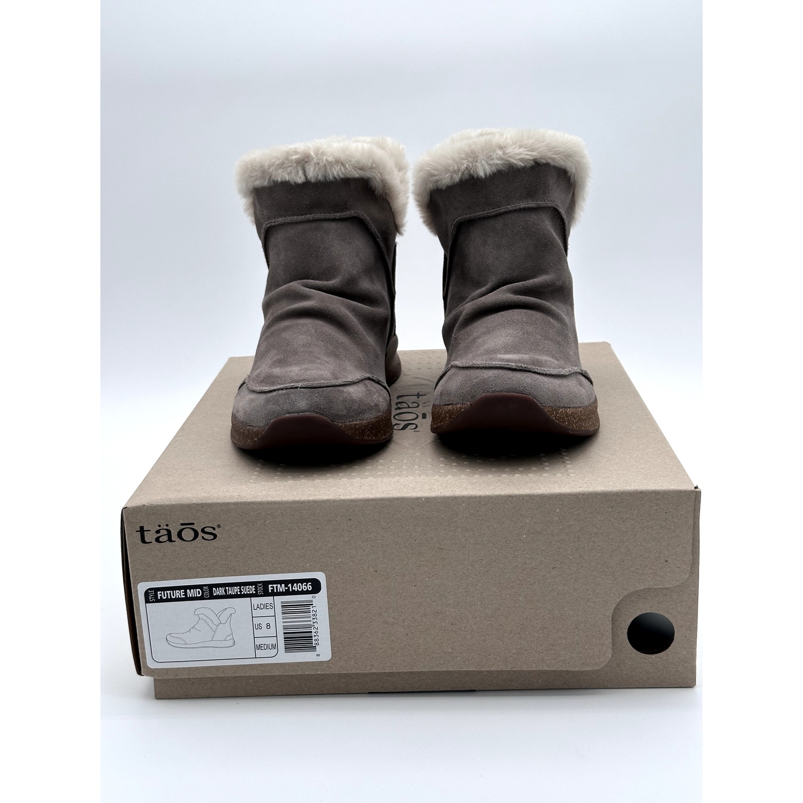 TAOS Womens Mid Boot Suede Ruched Taupe Size 8
