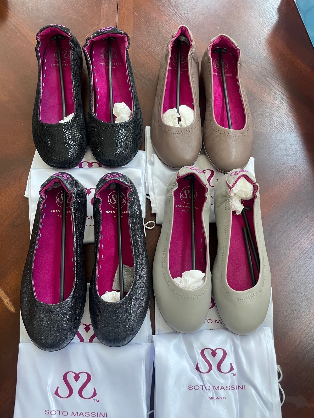 Soto Massini Ballet flats Terrezeto Itaian leather 3 pairs