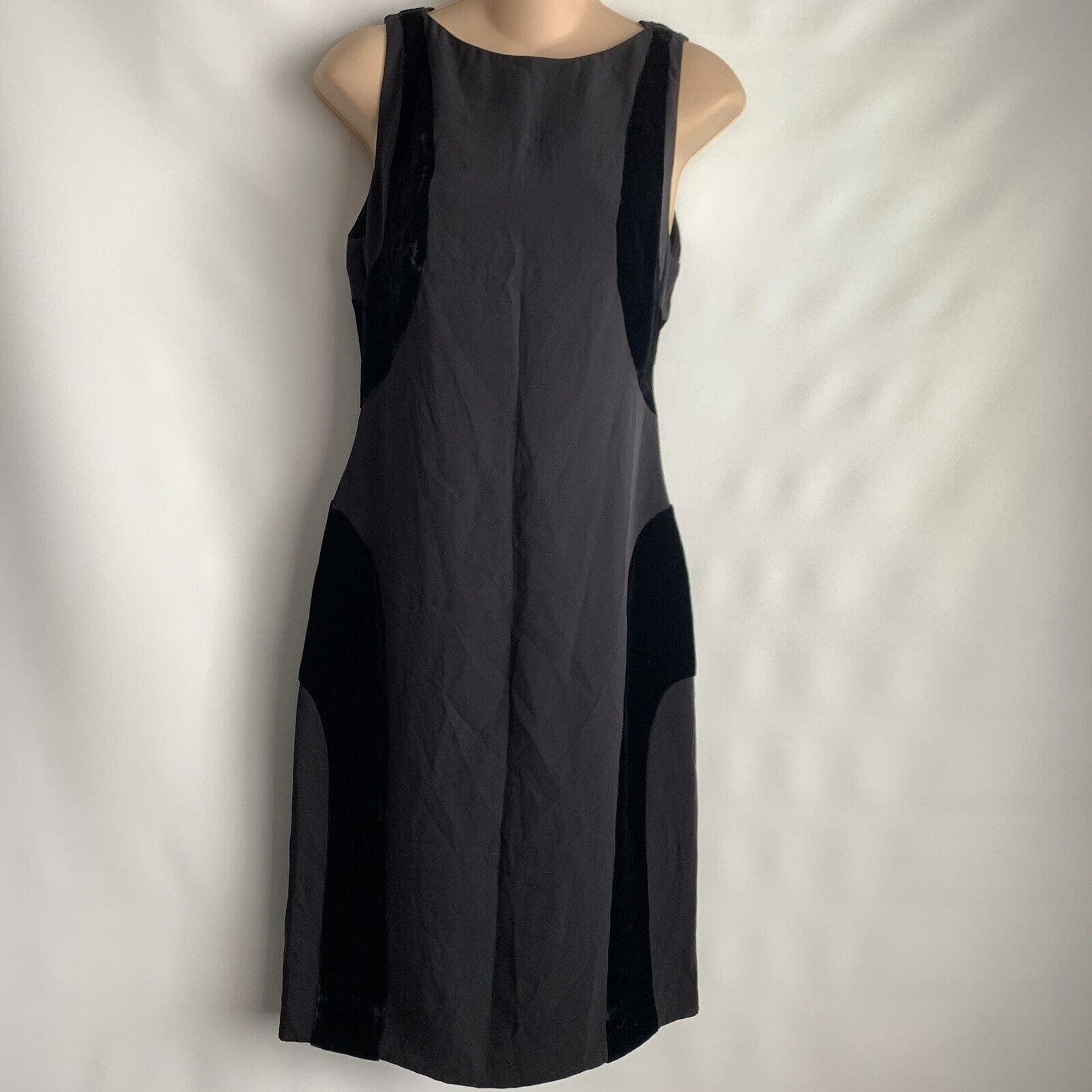 Valentino Spa Womens Vintage Sheath Dress Black velvet detail Size 6 Silk