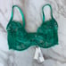 NWT Fleur du Mal Emerald Green Lily Embroidery Bra 36F