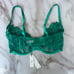 NWT Fleur du Mal Emerald Green Lily Embroidery Bra 36F