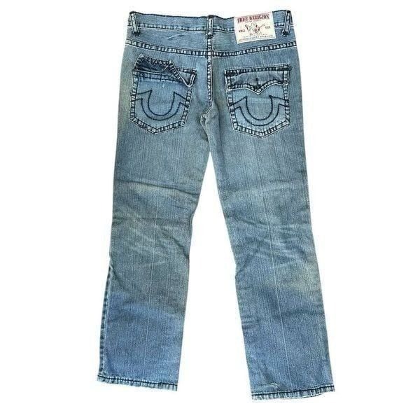 True Religion Men's Billy Super T Bootcut Jeans Blue Size 38x33 distressed