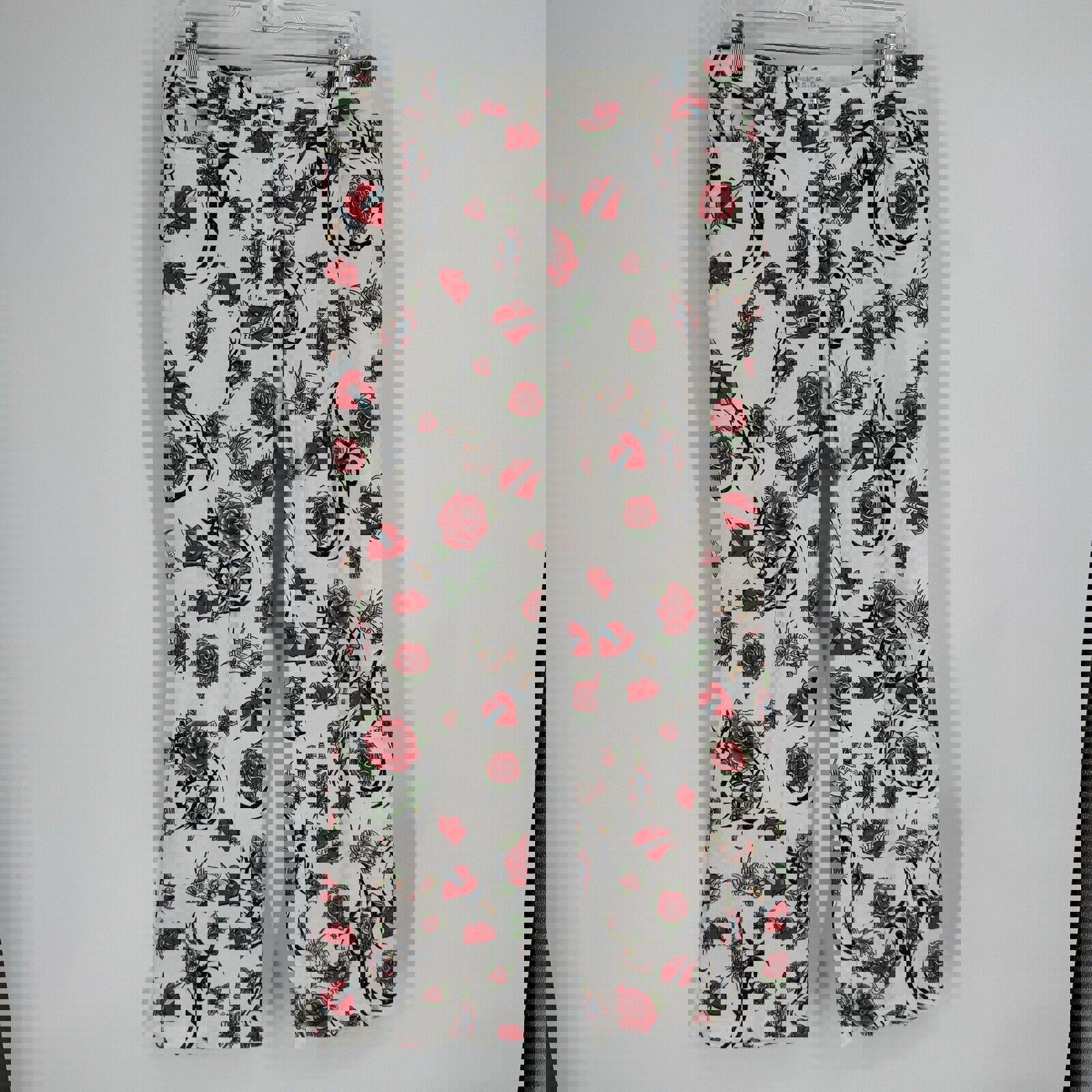 Vintage y2k Escada pants womens 12/14 roses hearts 90s high rise designer