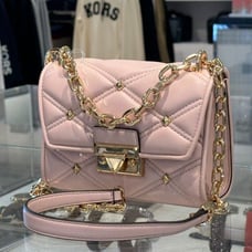 MICHAEL KORS SERENA SMALL FLAP CROSSBODY BAG QUILTED VEGAN LEATHER PINK