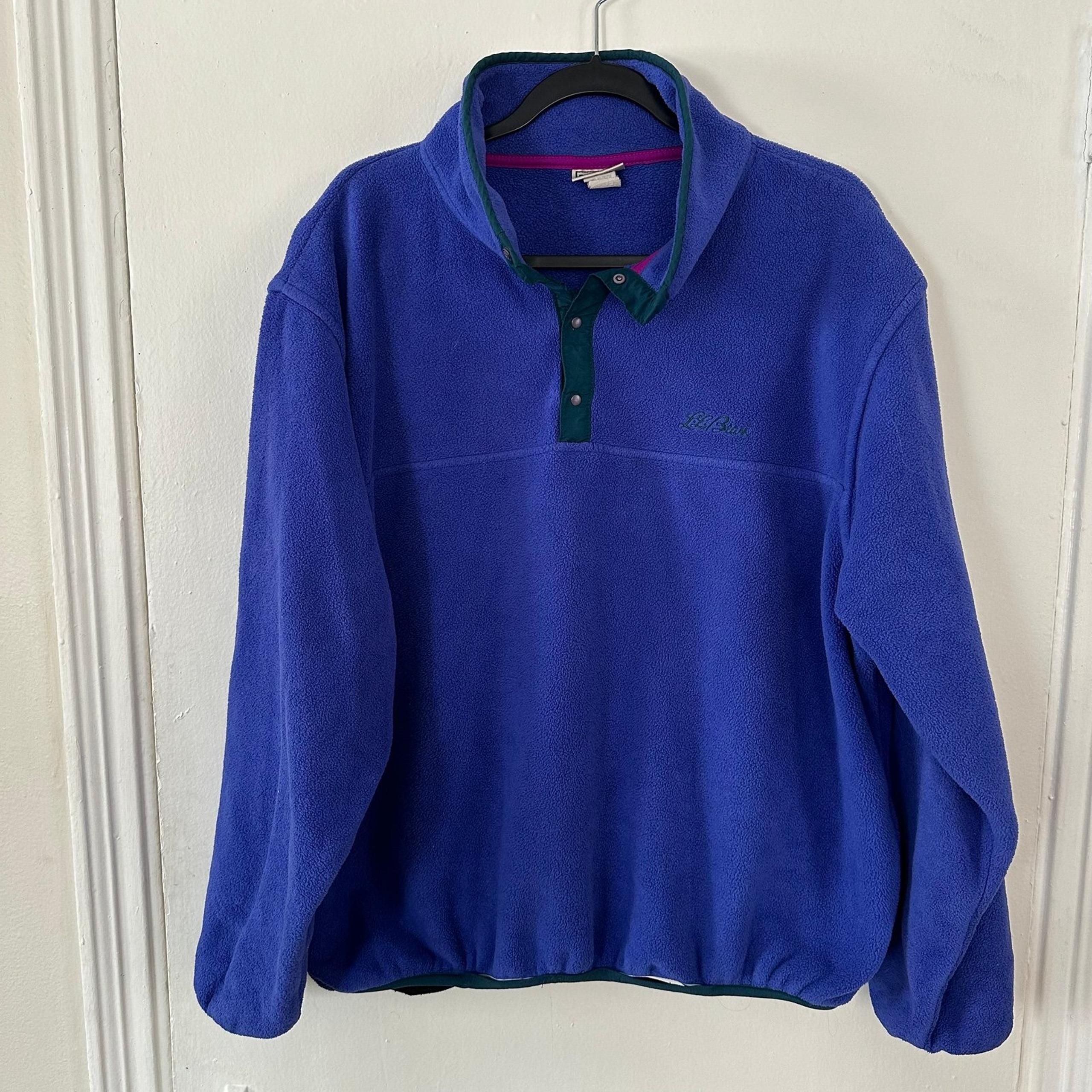 L.L. Bean Vintage 90s Fleece 1/4 Button Pullover Sweatshirt Men’s Size Large