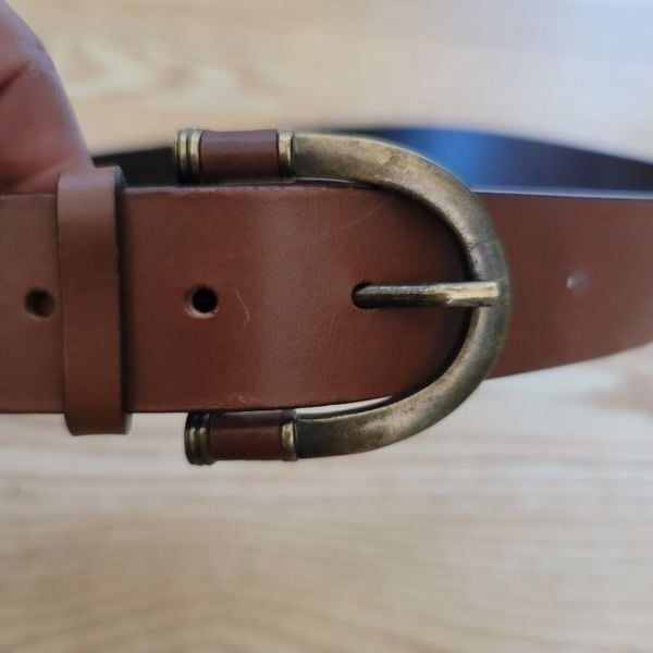 Eddie Bauer Brown Leather Belt Vintage Made In Italy Size Small