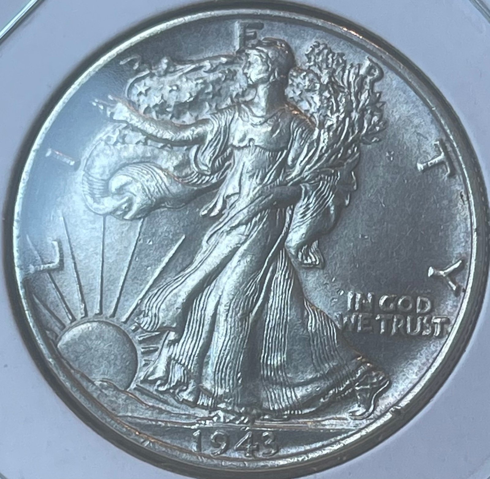 1943-P Walking Liberty Silver Half Dollar ~ About Uncirculated AU58+ Condition