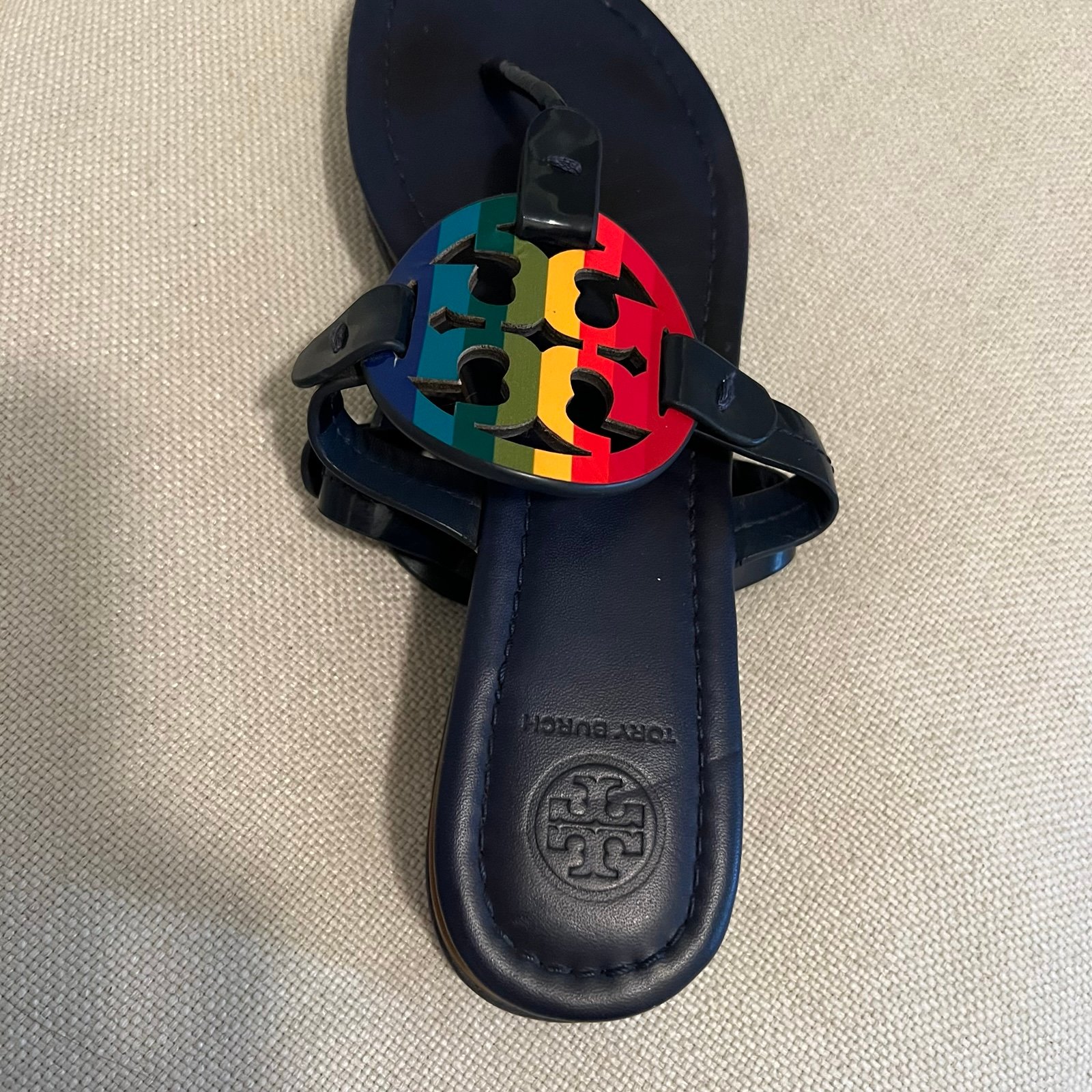 miller sandal printed patent leather rainbow