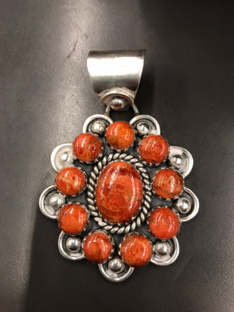 Sterling Silver Red Coral Pendant
