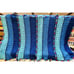 VTG Blue Afghan Crochet Blanket Throw Lap Blue Rainbow Stripes 66x48 EXCELLENT