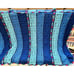 VTG Blue Afghan Crochet Blanket Throw Lap Blue Rainbow Stripes 66x48 EXCELLENT