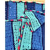 VTG Blue Afghan Crochet Blanket Throw Lap Blue Rainbow Stripes 66x48 EXCELLENT