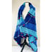 VTG Blue Afghan Crochet Blanket Throw Lap Blue Rainbow Stripes 66x48 EXCELLENT