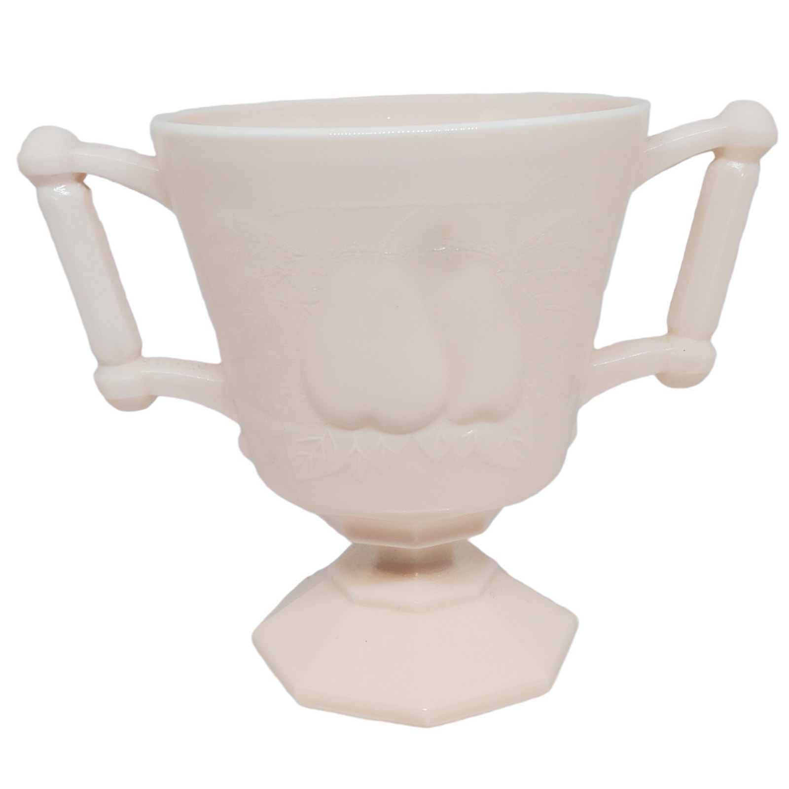 Vintage Jeanette Glass Shell Pink Milk Glass Windsor Compote