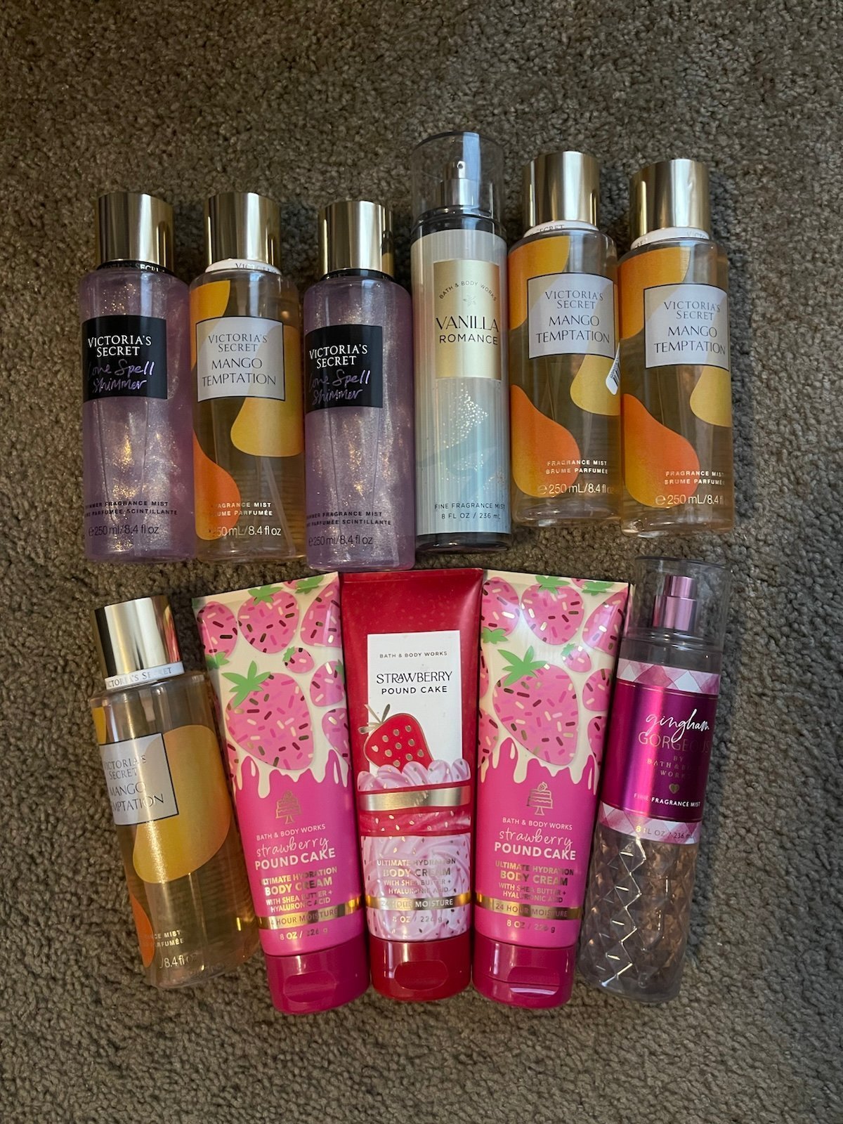 Bath & Body Works and Victoria’s Secret body sprays and creams ! love spell