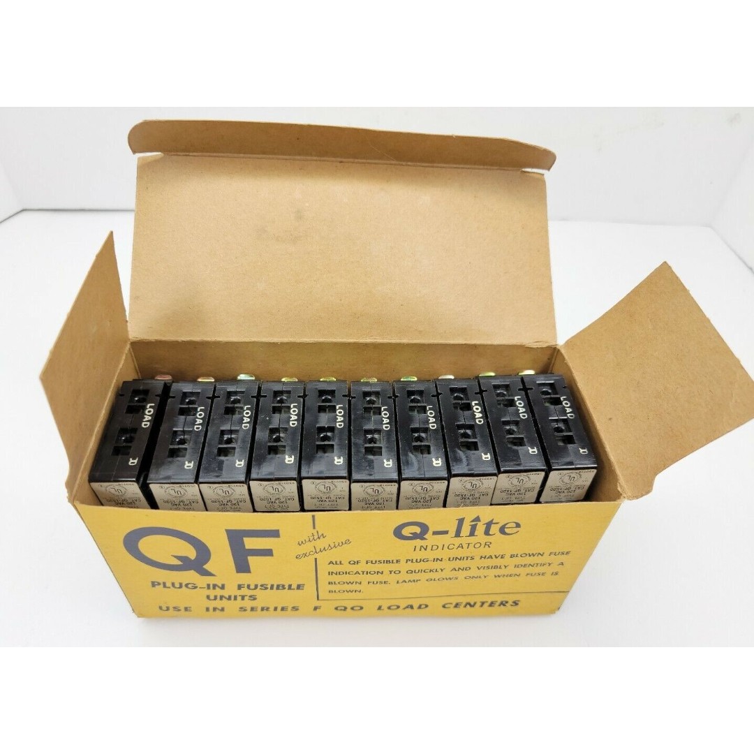 SQUARE D TYPE QF-T 15 & 20 AMP QF1520 PLUG IN FUSIBLE UNITS 120VAC LOT OF 10