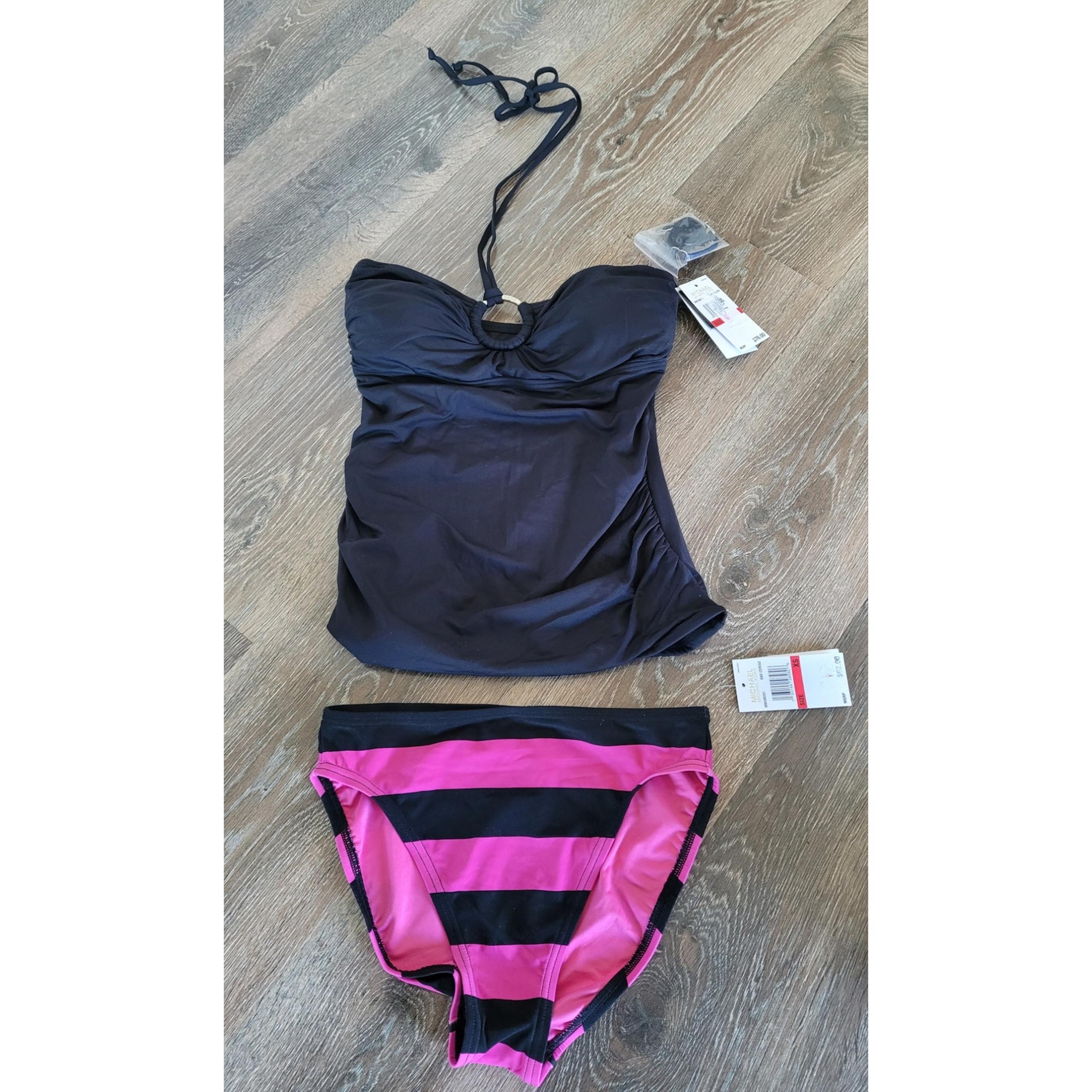 Michael Kors Women's Black Swimsuit Tankini Bikini High Waisted Bottoms XS #17