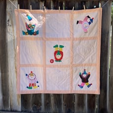 Vintage Handmade Clown Quilt 42” X 42”