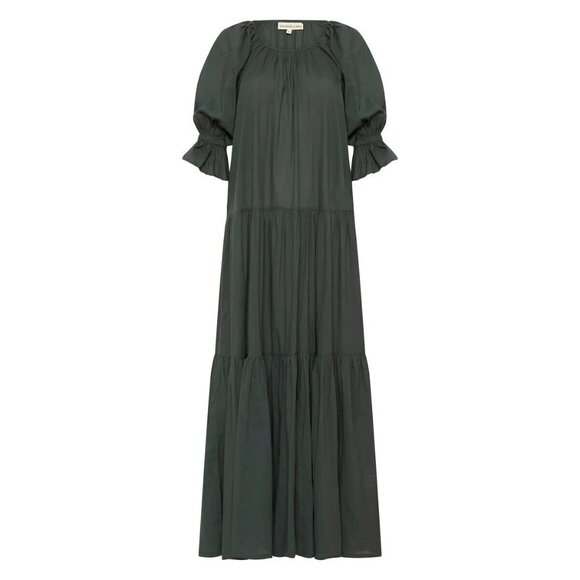 NWT Daughter's of India Sahana Gown in Emerald Green Cotton Maxi Dress L